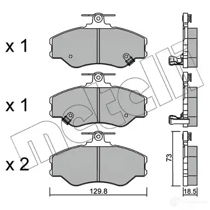 Тормозные колодки дисковые, комплект METELLI 23082 1212318 2 3081 22-0366-0 изображение 0