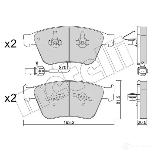 Тормозные колодки дисковые, комплект METELLI 48Q L5I 1437947040 22-1253-0 изображение 0