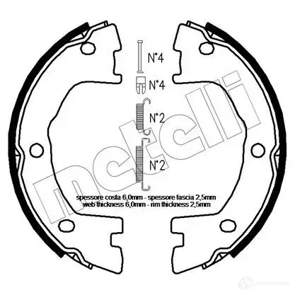 Барабанные колодки METELLI 1216249 8032747015216 53-0097K 8RX P65