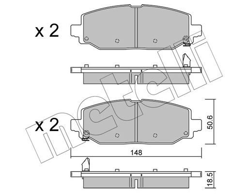 Тормозные колодки дисковые, комплект METELLI 19P J28 1439897349 22-1335-0