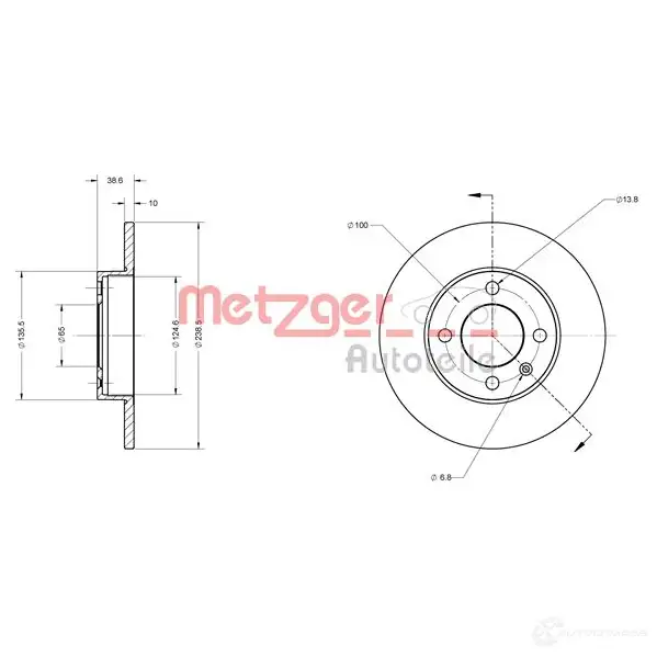 Тормозной диск METZGER 4250032638573 7 3M5YE 6110060 1009172 - Изображение 1