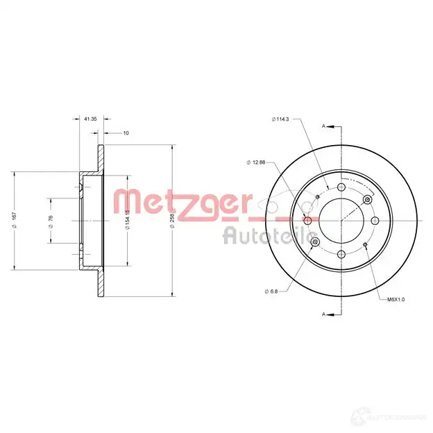 Тормозной диск METZGER 4250032643089 AUKPJ 2 6110510 1009574 - Изображение 1