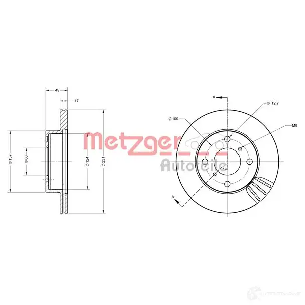 Тормозной диск METZGER 1009565 CFF D4 4250032642983 6110500 изображение 1