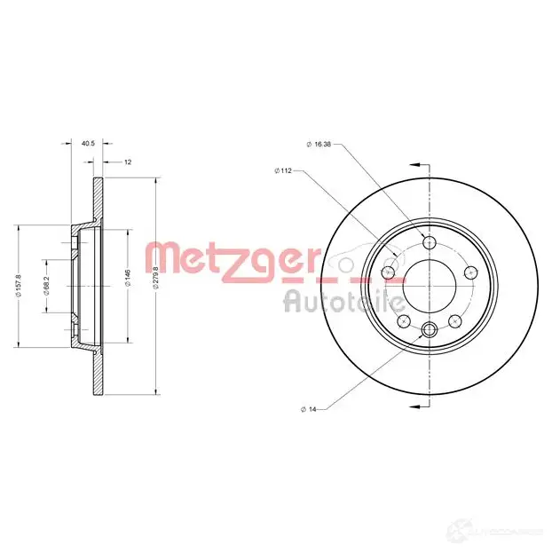 Тормозной диск METZGER RY2 Z7 1009175 4250032638603 6110063 изображение 0