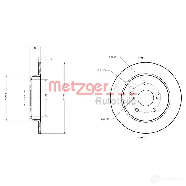 Тормозной диск METZGER RM 6LZC3 1009429 6110330 4250032641283 изображение 0