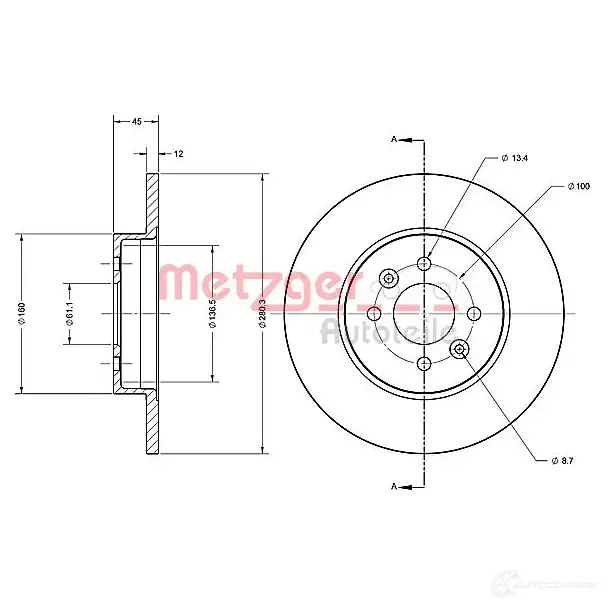 Тормозной диск METZGER 4250032641191 D 355WU9 1009423 6110321 изображение 0