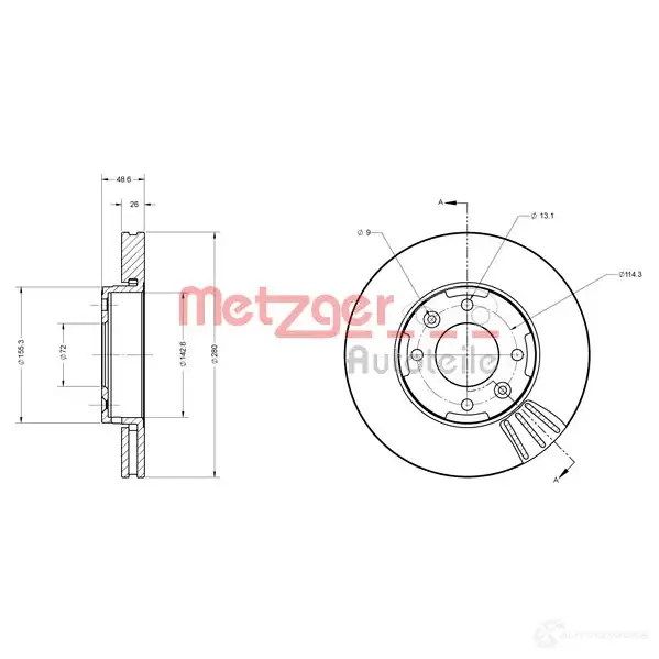 Тормозной диск METZGER 4250032644345 6110636 1009675 K3GD VHM изображение 0