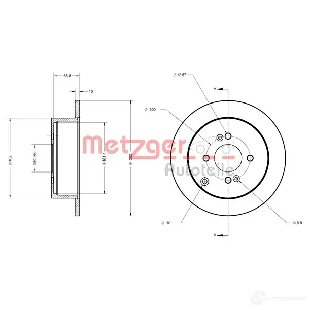 Тормозной диск METZGER 1009441 6110343 4250032641412 BD JQZ5 изображение 0