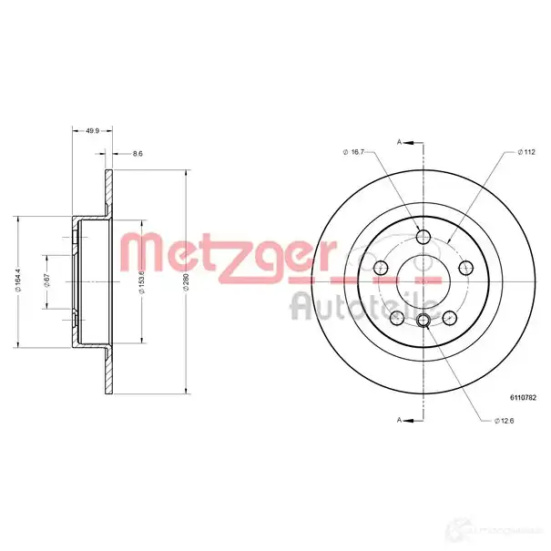 Тормозной диск METZGER 6110782 C ZEDTR 4062101002105 1425078533 изображение 1