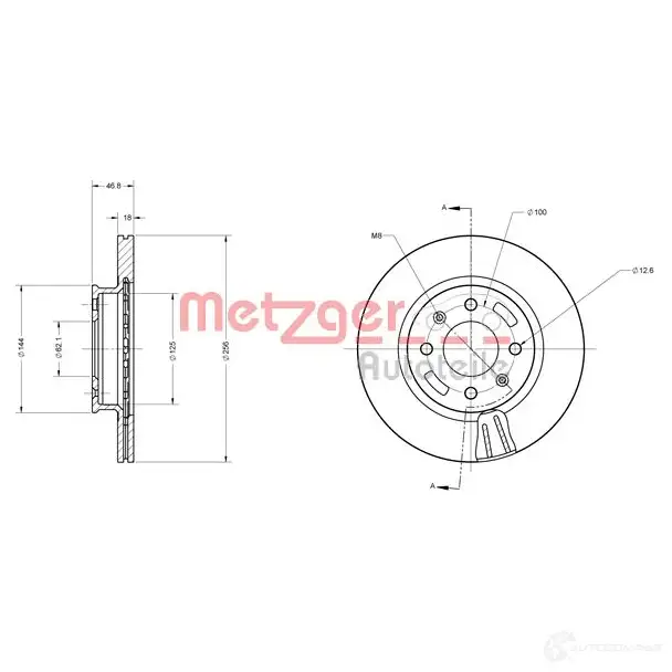 Тормозной диск METZGER 1009600 4250032643423 9LFR HA 6110544 - Изображение 1