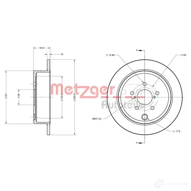 Тормозной диск METZGER 4250032638962 1009210 ZYYQK IG 6110099 - Изображение 1
