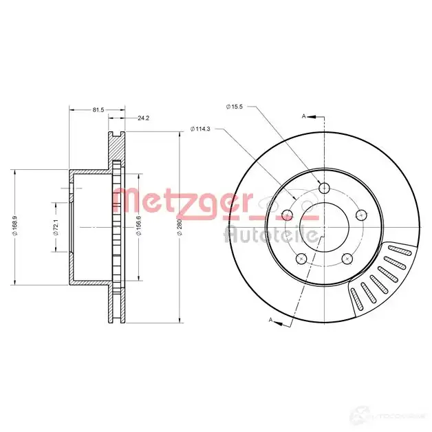 Тормозной диск METZGER 6110653 7 3K796 1009685 4250032644512 изображение 0