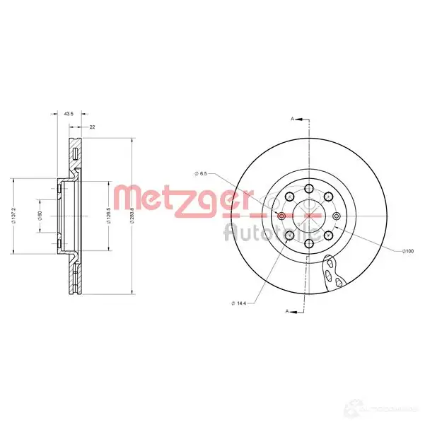 Тормозной диск METZGER 5R 9DE3 6110365 4250032641634 1009460 изображение 0