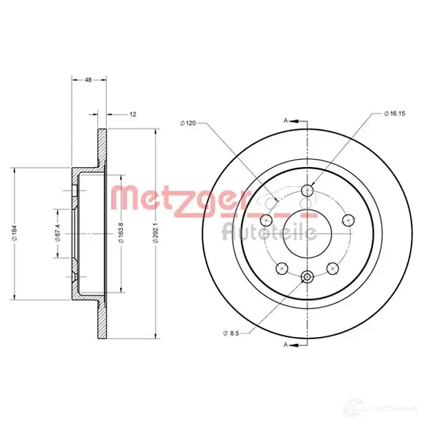 Тормозной диск METZGER 1009297 NG NRB 6110188 4250032639860 изображение 0