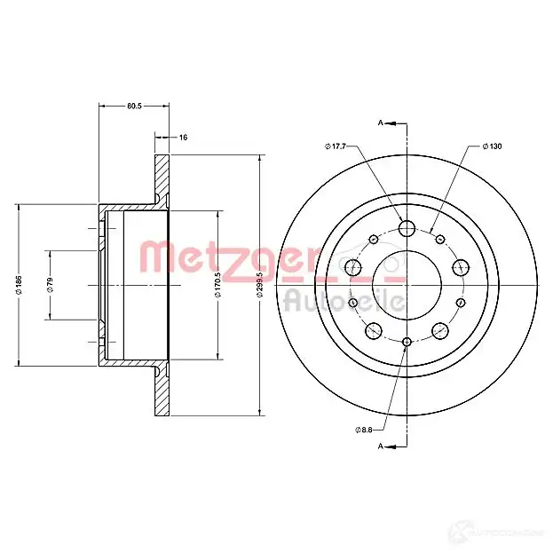 Тормозной диск METZGER 6110647 1009681 4250032644451 W3F WO изображение 1