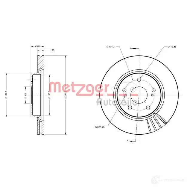 Тормозной диск METZGER 2OF DM8G 6110329 4250032641276 1009428 изображение 0