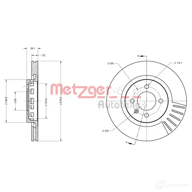 Тормозной диск METZGER GMAP41 2 1009436 4250032641351 6110337 - Изображение 1