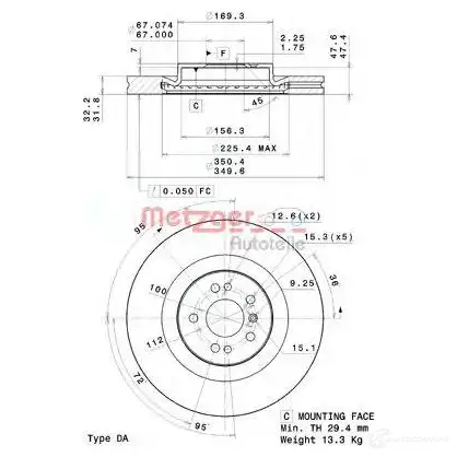 Тормозной диск METZGER 25065v 8020584250655 BZR ZUU 1423328293 изображение 0