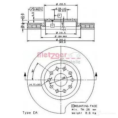 Тормозной диск METZGER HV1UR 18 8020584247327 24732v 1004263