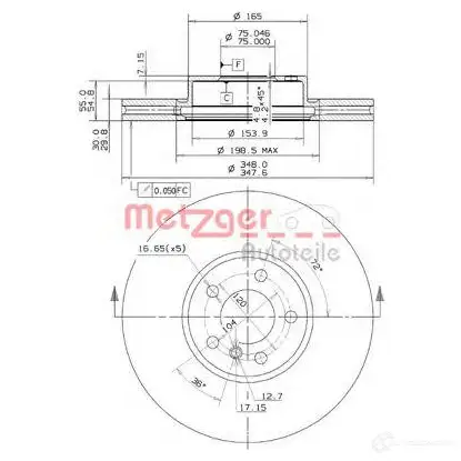 Тормозной диск METZGER 1004315 8020584250990 25099v CX H4IA4