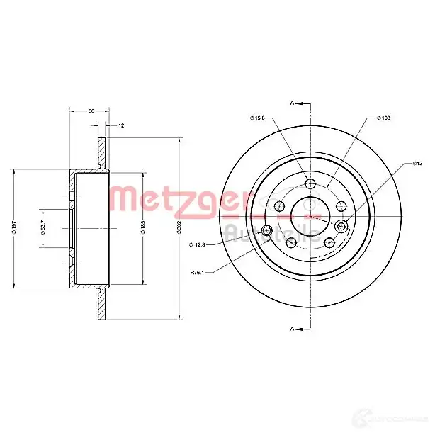Тормозной диск METZGER 6110366 CTLT 1 1009461 4250032641641 изображение 1