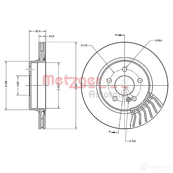 Тормозной диск METZGER TB WH6K 1009687 4250032644543 6110656 изображение 0