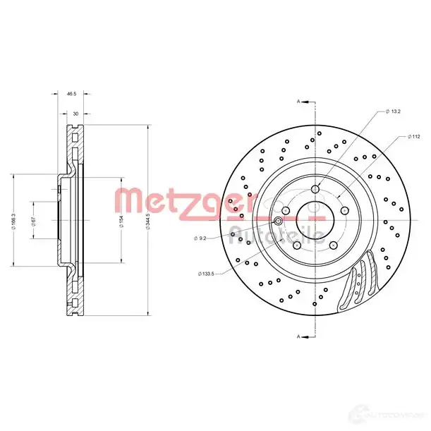 Тормозной диск METZGER 6110614 5Q 318 1009656 4250032644123 - Изображение 1