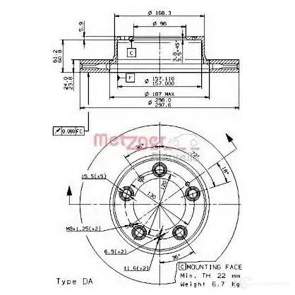 Тормозной диск METZGER 24921 1004291 OE EYC 8020584249215 изображение 0