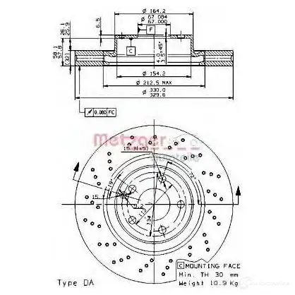 Тормозной диск METZGER 24975v G948IU B 1004302 8020584030042
