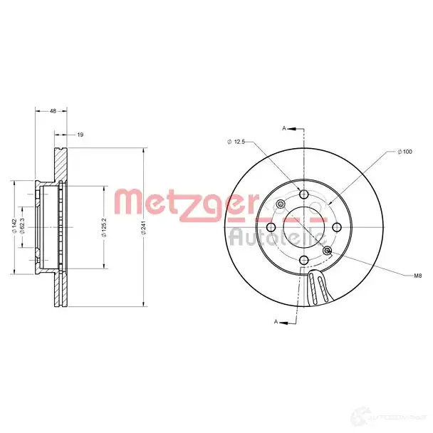 Тормозной диск METZGER W BOK0K 4250032644246 6110626 1009666 - Изображение 1