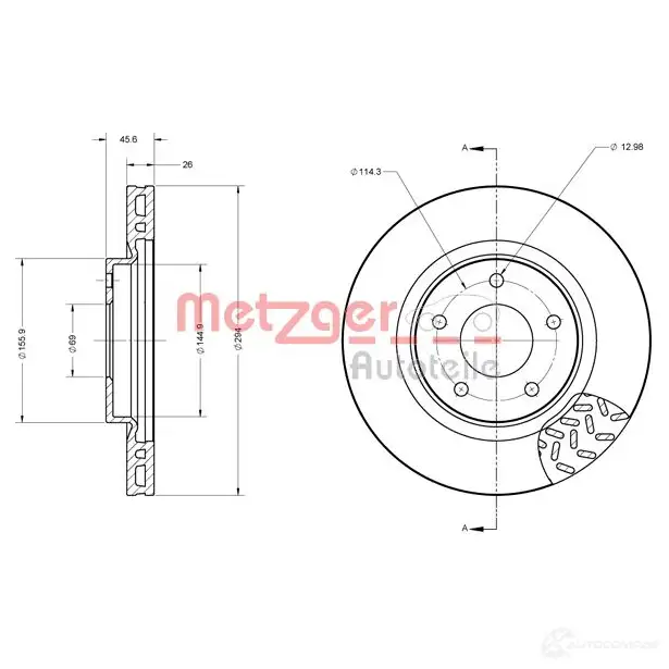 Тормозной диск METZGER NQ LSOE4 1009190 6110079 4250032638764 изображение 0