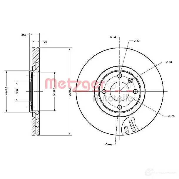 Тормозной диск METZGER 1009545 6110475 4250032642730 VVH Z9RT - Изображение 1