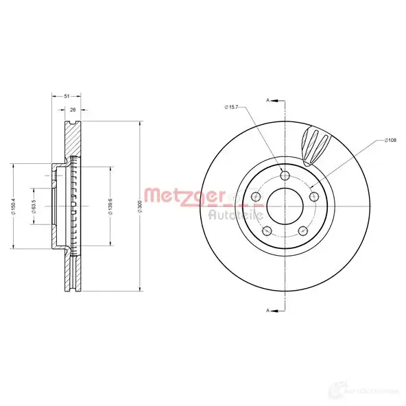 Тормозной диск METZGER 6110814 4062101012845 1425078560 A IM82V изображение 1