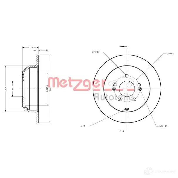 Тормозной диск METZGER 4250032642587 6110460 1009532 5KKD X - Изображение 1