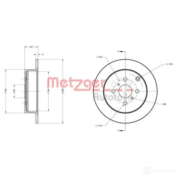 Тормозной диск METZGER 1009737 1 W88LQT 6110710 4250032645083 - Изображение 1
