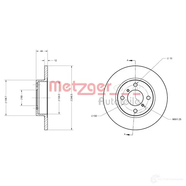 Тормозной диск METZGER 6110226 1009336 4250032640248 HX 3HZ - Изображение 1
