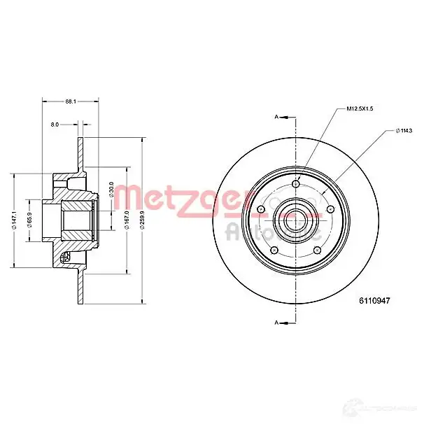 Тормозной диск METZGER NQH G1 6110947 1437617894
