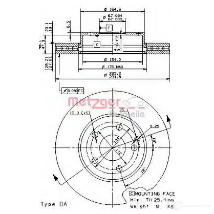 Тормозной диск METZGER 4ZG7 C 8020584026410 1423328272 24897v изображение 0