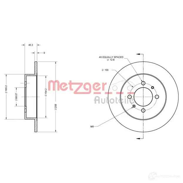 Тормозной диск METZGER 6110398 4250032641962 VD WA8 1009488 изображение 0