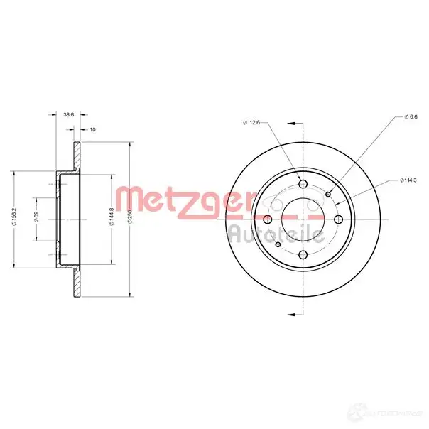 Тормозной диск METZGER 4250032639211 WMMD FL0 1009234 6110123 изображение 0