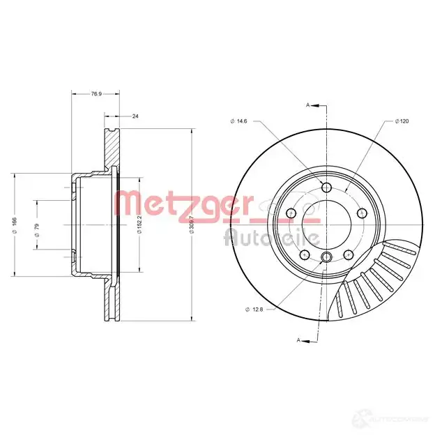 Тормозной диск METZGER 1009370 4250032640583 MD Q0TJ 6110260 изображение 0