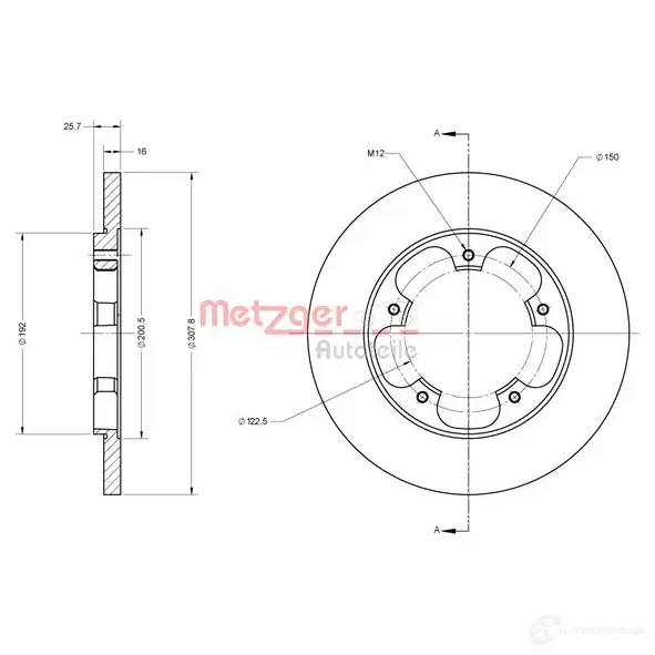 Тормозной диск METZGER 6110816 1425078665 4062101012869 T SPNH изображение 1