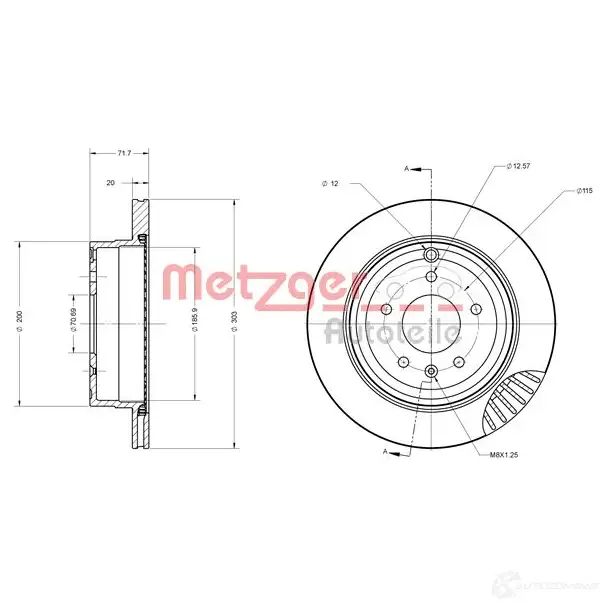 Тормозной диск METZGER 6110294 4250032640927 83 ZGH 1009400 изображение 0