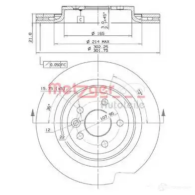 Тормозной диск METZGER 25108v CKK2P8 V 8020584251089 1423328300