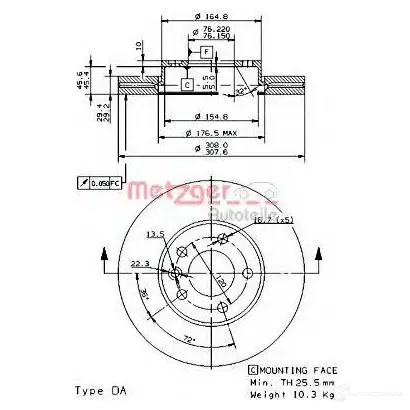Тормозной диск METZGER D 03UXWX 24900e 1423328273 8020584249000