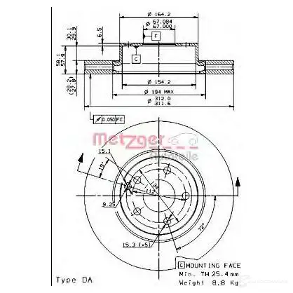 Тормозной диск METZGER 24920v S68 GJB 8020584024959 1423328276