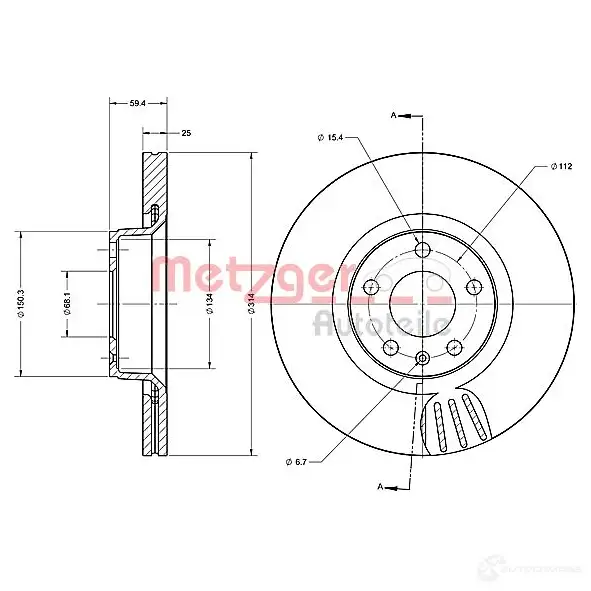 Тормозной диск METZGER 4BD2 G 1009434 4250032641337 6110335 изображение 0