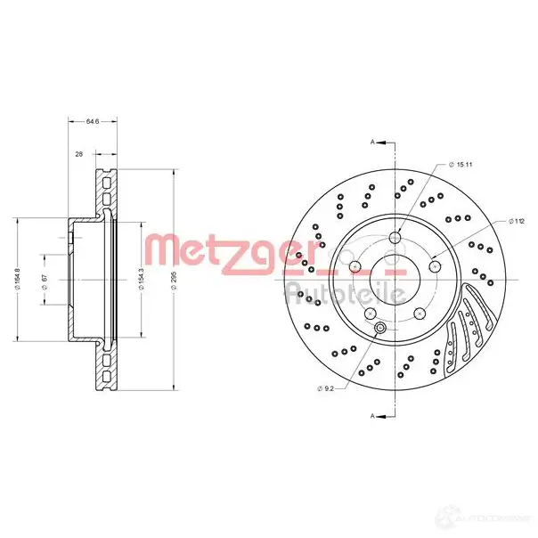 Тормозной диск METZGER 1009528 3GKL K 6110453 4250032642518 - Изображение 1