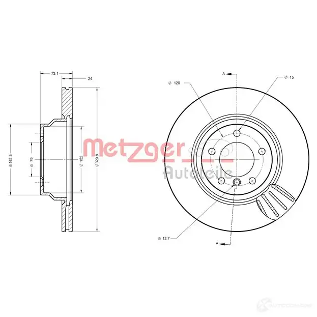 Тормозной диск METZGER 1009491 UJ3 4U 6110401 4250032641993 - Изображение 1