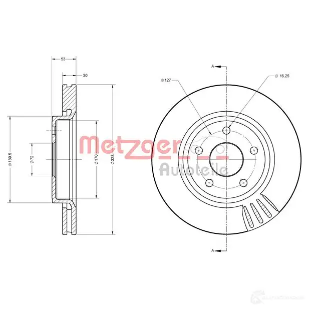 Тормозной диск METZGER 6110086 1009197 H 3ST0 4250032638832 изображение 0